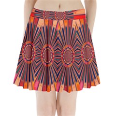 Color Background Structure Lines Pleated Mini Skirt by Simbadda