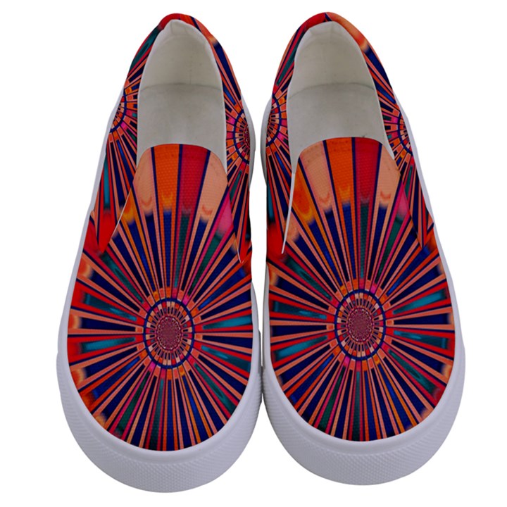 Color Background Structure Lines Kids  Canvas Slip Ons