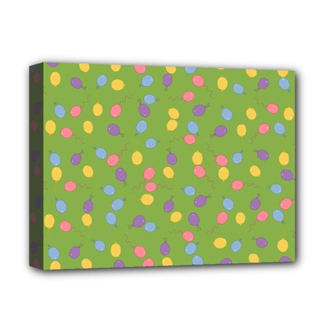 Balloon Grass Party Green Purple Deluxe Canvas 16  X 12  (stretched)  by Simbadda