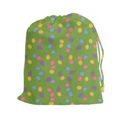 Balloon Grass Party Green Purple Drawstring Pouch (xxl) by Simbadda