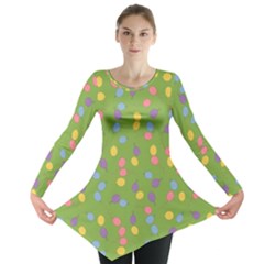 Balloon Grass Party Green Purple Long Sleeve Tunic  by Simbadda