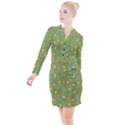 Balloon Grass Party Green Purple Button Long Sleeve Dress View1