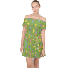 Balloon Grass Party Green Purple Off Shoulder Chiffon Dress