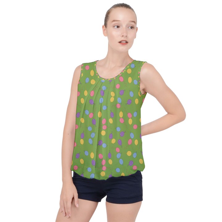 Balloon Grass Party Green Purple Bubble Hem Chiffon Tank Top