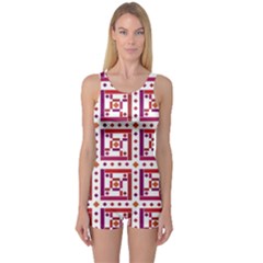 Background Abstract Square One Piece Boyleg Swimsuit by Simbadda