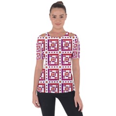 Background Abstract Square Shoulder Cut Out Short Sleeve Top by Simbadda