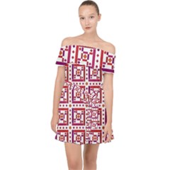 Background Abstract Square Off Shoulder Chiffon Dress