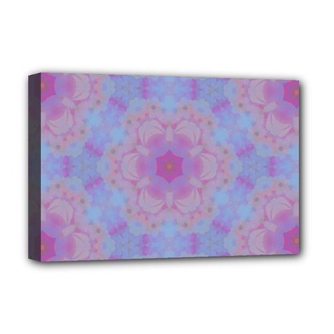 Pattern Pink Hexagon Flower Design Deluxe Canvas 18  X 12  (stretched) by Simbadda