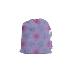 Pattern Pink Hexagon Flower Design Drawstring Pouch (small) by Simbadda