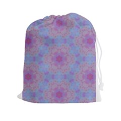 Pattern Pink Hexagon Flower Design Drawstring Pouch (xxl) by Simbadda