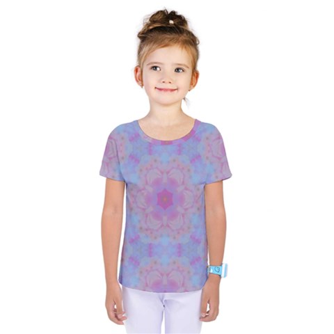 Pattern Pink Hexagon Flower Design Kids  One Piece Tee by Simbadda