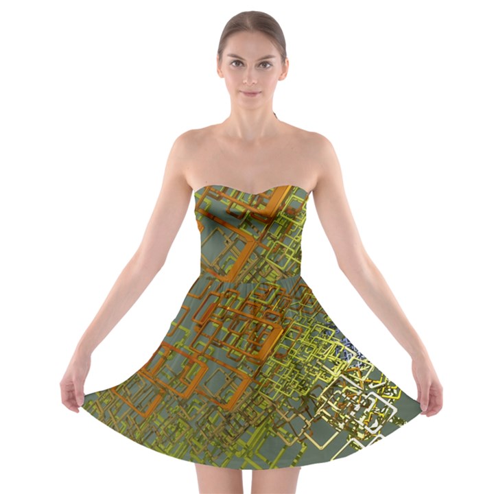 Art 3d Windows Modeling Dimension Strapless Bra Top Dress