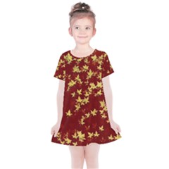 Background Design Leaves Pattern Kids  Simple Cotton Dress