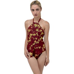 Background Design Leaves Pattern Go With The Flow One Piece Swimsuit