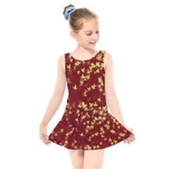 Background Design Leaves Pattern Kids  Skater Dress Swimsuit by Simbadda