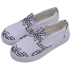 Grolier Antique Scroll Fruit Kids  Canvas Slip Ons by Simbadda