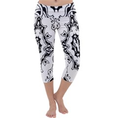 Holbein Floriated Antique Scroll Capri Yoga Leggings by Simbadda