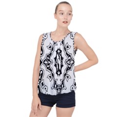 Holbein Floriated Antique Scroll Bubble Hem Chiffon Tank Top