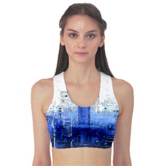 Skyline Skyscraper Abstract Points Sports Bra by Simbadda