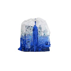 Skyline Skyscraper Abstract Points Drawstring Pouch (small) by Simbadda