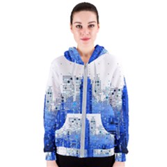 Skyline Skyscraper Abstract Points Women s Zipper Hoodie by Simbadda