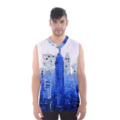 Skyline Skyscraper Abstract Points Men s Basketball Tank Top by Simbadda