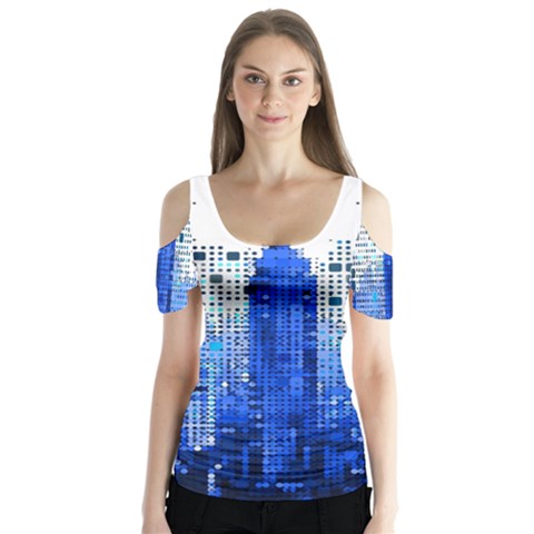 Skyline Skyscraper Abstract Points Butterfly Sleeve Cutout Tee  by Simbadda