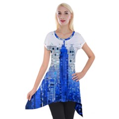 Skyline Skyscraper Abstract Points Short Sleeve Side Drop Tunic by Simbadda