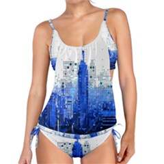 Skyline Skyscraper Abstract Points Tankini Set by Simbadda