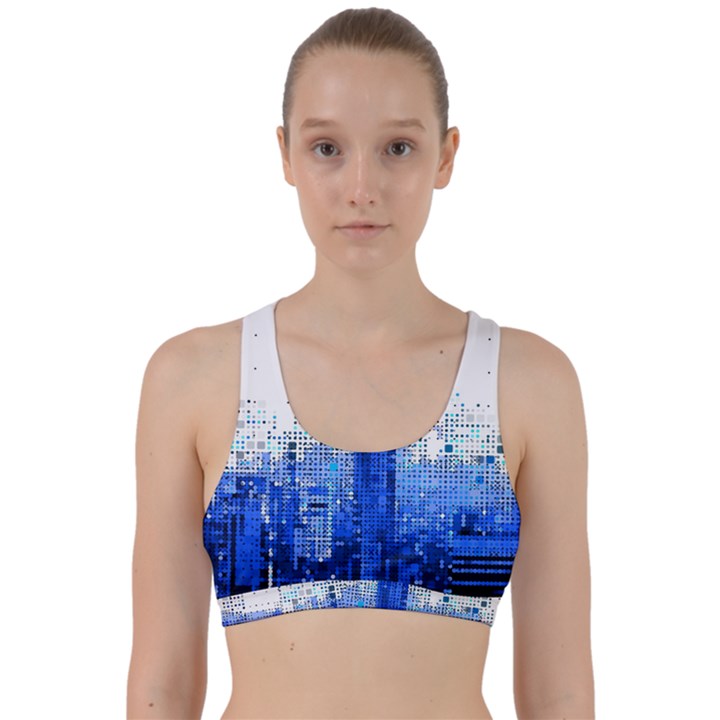 Skyline Skyscraper Abstract Points Back Weave Sports Bra