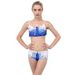 Skyline Skyscraper Abstract Points Layered Top Bikini Set