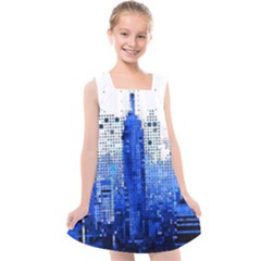 Skyline Skyscraper Abstract Points Kids  Cross Back Dress