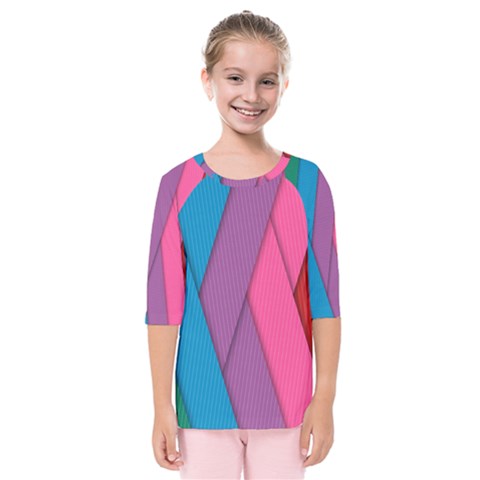 Abstract Background Colorful Strips Kids  Quarter Sleeve Raglan Tee by Simbadda