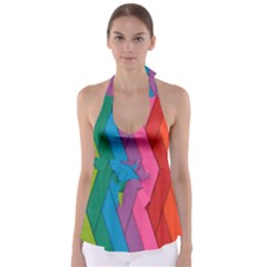 Abstract Background Colorful Strips Babydoll Tankini Top by Simbadda