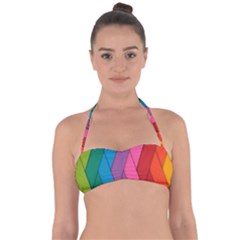 Abstract Background Colorful Strips Halter Bandeau Bikini Top by Simbadda