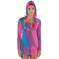 Abstract Background Colorful Strips Long Sleeve Hooded T-shirt by Simbadda