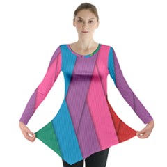 Abstract Background Colorful Strips Long Sleeve Tunic  by Simbadda