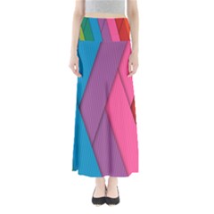 Abstract Background Colorful Strips Full Length Maxi Skirt by Simbadda