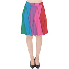 Abstract Background Colorful Strips Velvet High Waist Skirt by Simbadda