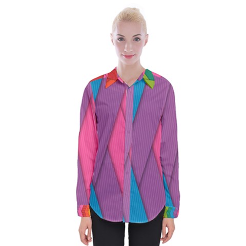 Abstract Background Colorful Strips Womens Long Sleeve Shirt by Simbadda