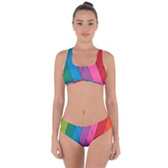 Abstract Background Colorful Strips Criss Cross Bikini Set by Simbadda