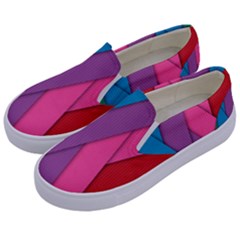 Abstract Background Colorful Strips Kids  Canvas Slip Ons by Simbadda