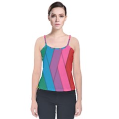 Abstract Background Colorful Strips Velvet Spaghetti Strap Top by Simbadda