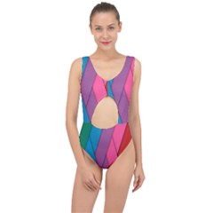 Abstract Background Colorful Strips Center Cut Out Swimsuit by Simbadda