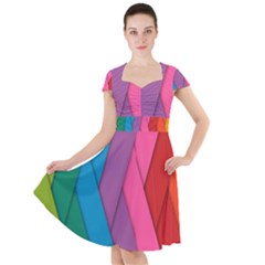 Abstract Background Colorful Strips Cap Sleeve Midi Dress by Simbadda