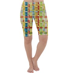 Woven Pattern Background Yellow Cropped Leggings  by Simbadda