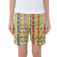 Woven Pattern Background Yellow Women s Basketball Shorts by Simbadda