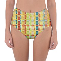 Woven Pattern Background Yellow Reversible High-waist Bikini Bottoms by Simbadda