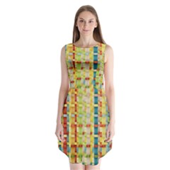 Woven Pattern Background Yellow Sleeveless Chiffon Dress   by Simbadda