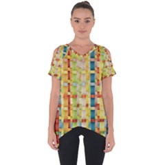 Woven Pattern Background Yellow Cut Out Side Drop Tee by Simbadda